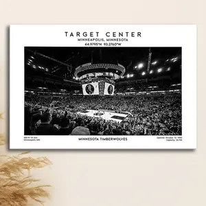 Target Center Stadium Black And White, Minnesota Basketball Stadium Wall Art Print, Poster Print Wall Art - No Frame, Man Cave Gift