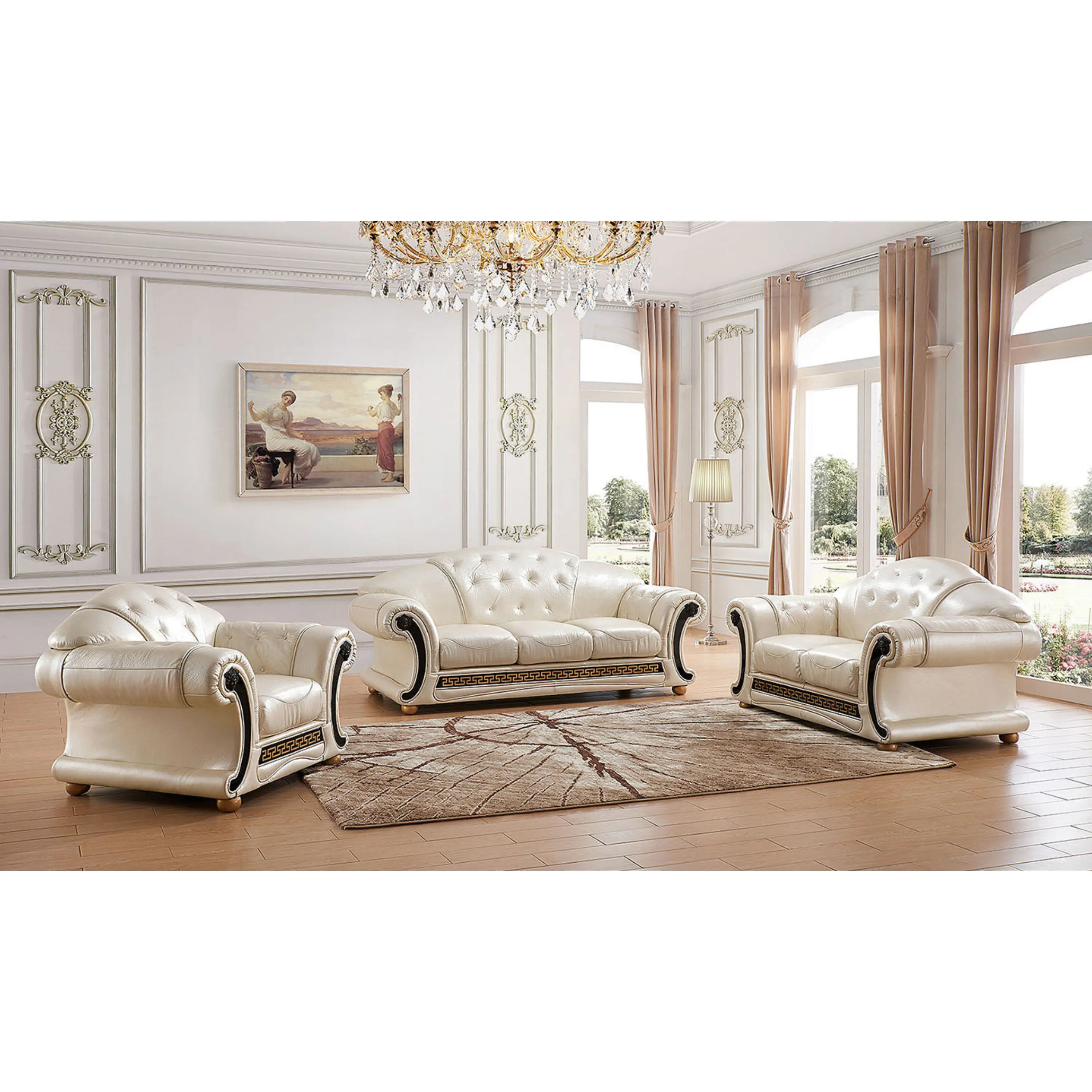 ESF Furniture Apolo 3-Seater Stationary Leather Sofa