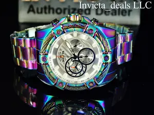 Invicta 52mm Men's BOLT Chronograph White Dial IRIDESCENT Tone Stainless Steel Watch