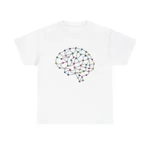 Colorful AI Brain T-Shirt - cool minimal plexus ai tech neural network cyber art