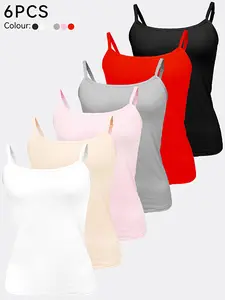 6pcs Modal Camisole Tank Top Women Solid Vest Summer Essential Base Shirt 6pcs Modal Camisole Tank Top Women Solid Vest Summer Essential Base Shirt