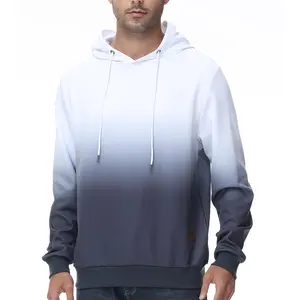 Men's Dyed Hoodie Long Sleeve Drawstring Low Rise Casual Pullover Double Hood Adjustable Drawstring Fashion Sports Ombre Shadow Quick-Drying Wrinkle-Resistant Fabric Purple Gradient Blue Menswear