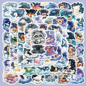 Cartoon Animal Series Sticker, 60pcs/set Waterproof Self Adhesive Decor Paper, Decor Sticker for Gift Greeting Card Water Bottle Laptop Phone Cellphone