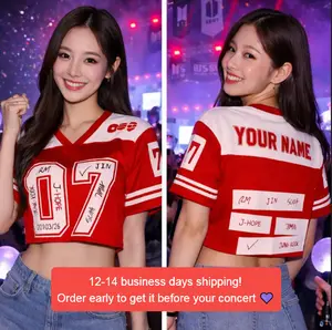Custom Bangtan Boys World Tour Mesh Croptop Jersey, Personalized Kpop Crop Top Football Jersey, Kpop Merch Gift for Fan, Game Day Outfit For Fan Her Women