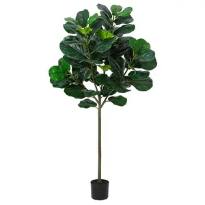 Gaomon 5 Ft Realistic Artificial Fiddle Leaf Fig Tree - Faux Ficus Lyrata Plant with 62 Leaves, Adjustable Large Floor Plant with Pot, Easy-Setup Decor for Indoor Living Room, Office & Housewarming Gift