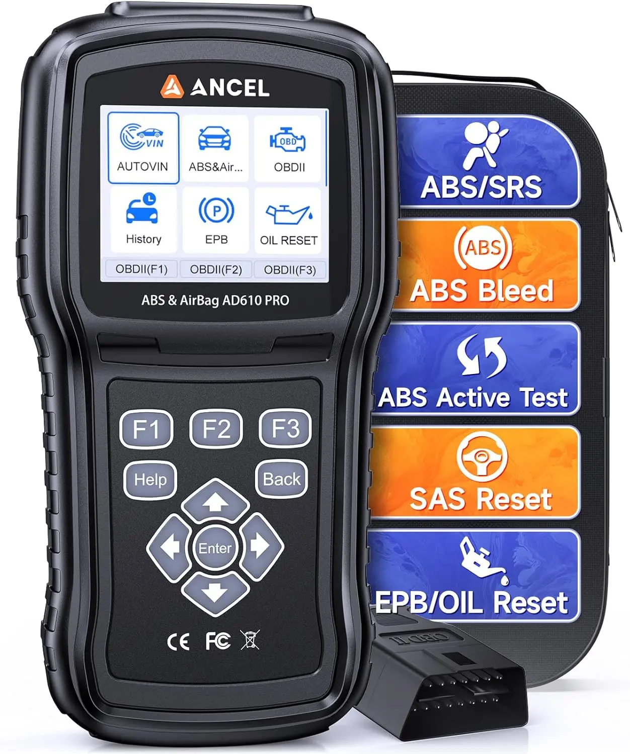 ANCEL AD610 Pro OBD2 Scanner - ABS Bleeding, SAS Calibration, Airbag Reset, EPB Service, Oil Reset, Full OBD2 Functions, AutoVIN, Free Lifetime WiFi Updates