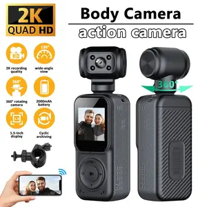 2K Pocket Camera with 270° Rotating Lens - Portable POV Action Camera for Vlogging, Stabilization, Bike Mount Included, Lightweight 128g Travel & Meeting Camera