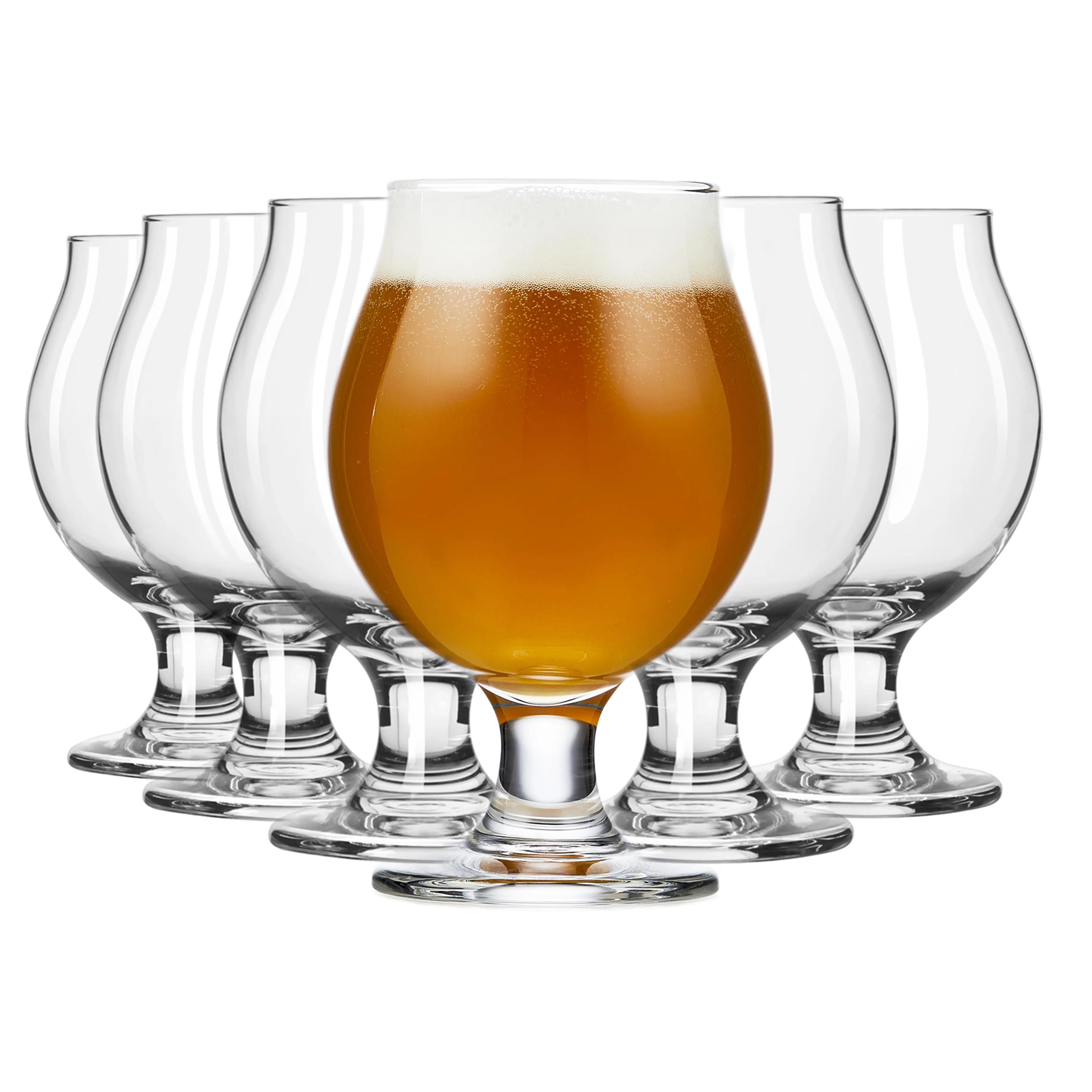 Libbey Entertaining Essentials Belgian Beer Glasses, 13 oz, Craft Beer Glasses Set of 6 for Belgian Ales, Unique Tulip Beer Glass Set for Entertaining