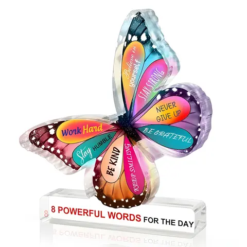 Acrylic Butterfly Design Desk Ornament, 1 Count Colorful Motivational Desktop Decoration, Office Desktop Decoration, Home Office Decoration, Novelty Desk Decor, Decoration Items