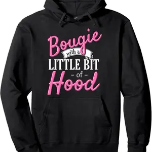 Black Girl Magic Gift Bougie with a Little Bit Of Hood Funny Magic Theme Printed Hoodie Men's Fall Winter Fleece Hoodie Comfortable Soft with Drawstring with Pockets