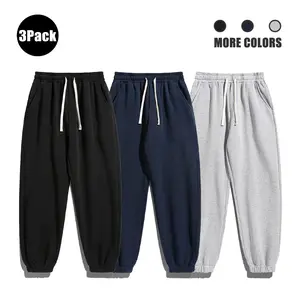 Mens Clothing Multi-Pack Regular-Loose Fit Fleece-Lined Solid Drawstring Waist Baggy Sweatpants - Multi-Size Autumn-Winter Low-Impact Casual Athleisure Cuffed Jogger Pants with Pockets, Warm Daily Wear,summervibes