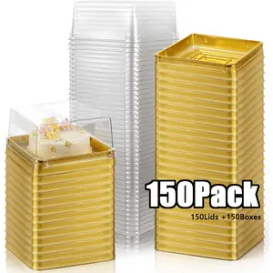 150/100Pcs 3 Inch Mini Cake Box, Clear Plastic Cupcake Container for Muffins, Cookies, Mooncakes - Small Single Dessert Holder for Wedding Birthday Gifts Supplies - Tools Hardware.