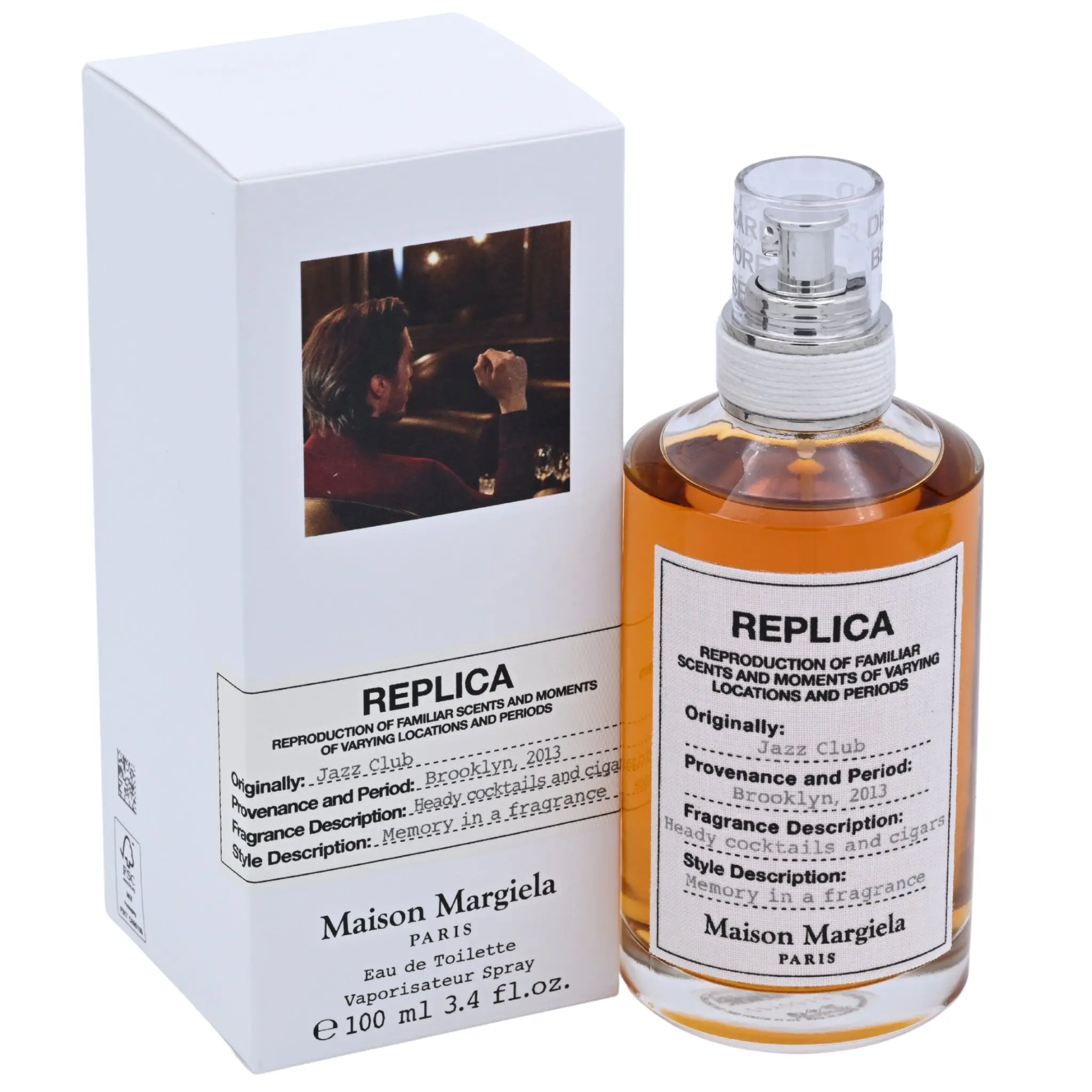 Maison Margiela Replica Jazz Club Men's Eau de Toilette (EDT) - Woody Citrus Amber Scent Cologne, 3.4 fl oz Luxury-Inspired Lemon Leather & Vanilla-Base Fragrance, New In Box