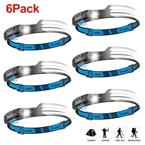 LED Rechargeable Headlamp, 230° Wide Lighting, Motion Sensor, 5 Modes, Red Tail Light, Waterproof Durable Tactical Flashlight for Camping/Fishing/Running/Repairs, Camping Essentials