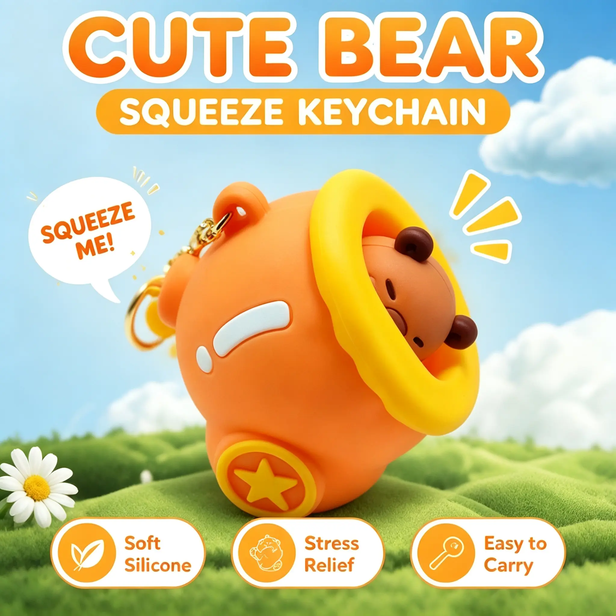 Pop-Out Animal Fidget Keychain - Silent Stress Relief Toy for School & Office, Instant Bounce Sensory Satisfaction