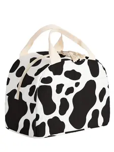 Cow Pattern Insulated Lunch Bag, Reusable Portable Lunch Tote with Zip Closure, Ideal for Travel, Office, School and Commute, Durable Zipper Lunch Bag, Multifunctional Insulated Bag
