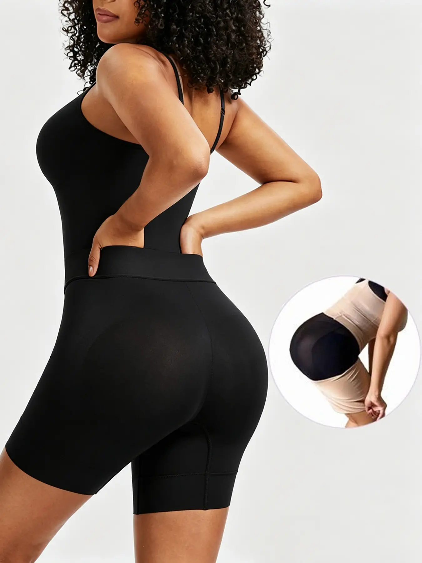 Women's Low Back Shapewear Bodysuit, Seamless Elastane Tummy Control Top for Athletic & Casual Holiday Wear, Plus Size, Solid, Back-Off Design, Full Coverage, Machine Washable, Normal Type, Nylon, Sports
