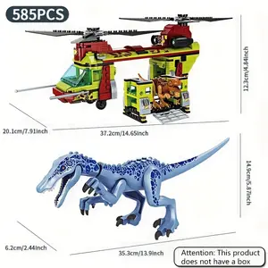 Save the Dinosaurs Action Building Blocks Animal Puzzle Assembly Toy Model Helicopter Boys' DIY Handmade Decoration Airplane Children's Christmas Birthday Gift 585PCS