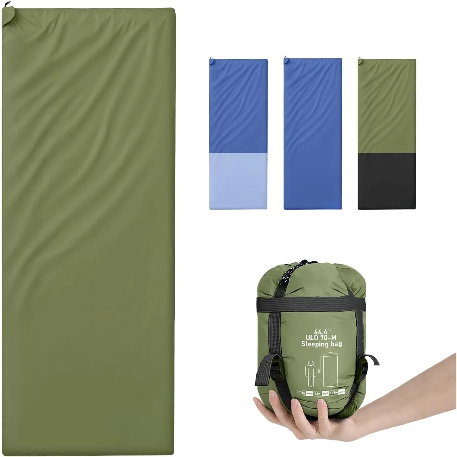 Ultralight Warm Weather Sleeping Bag - Portable, Waterproof, Compact Lightweight, Comfort with Compression Sack - Great for Outdoor Camping, Backpacking & Hiking