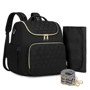 Diaper Bag Backpack 4 in 1 Convertible Travel Backpacks with Changing Pad Insulated Pockets Stroller Straps Black 20-30L Capacity Lightweight Bag