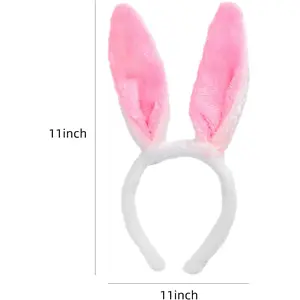 4PCS Easter Bunny Ears Headbands Plush Easter Rabbit Ear Hairband Holiday Party Costume Accessory for Holiday Kid's Easter Birthday Halloween Party Favors
