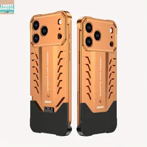Liu Fei DigitalMetal Frameless Case for iPhone 17 Pro, Aluminum Sports Car Design Hollow Heat Dissipation Ultra Lightweight Sleek Minimalist Slim Anti-Scratch Shockproof Case, Orange, Shockproof Cover, Modern Phone Cover, Sleek Phone Case, Aluminum Case,