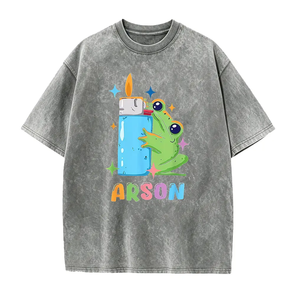 Men'S Funny Arson Frog Matchstick and Flames Graphic T-Shirt | Soft Breathable Black Tee with Pyro Comic Design, Costume Outfit (S-XXXL) - Perfect Gift for Dark Humor Fans and Comedy Lovers, PLUS SIZE