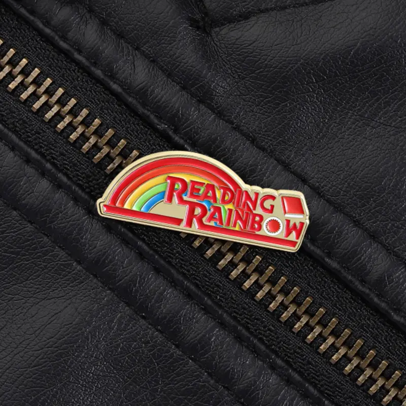 Vintage Reading Rainbow Badge, Classic Show Design, Border Book Theme Pin, 80s Viewer Backpack Decoration, Cartoon Clip, Letter Brooch Pin, Alloy Brooch Pin