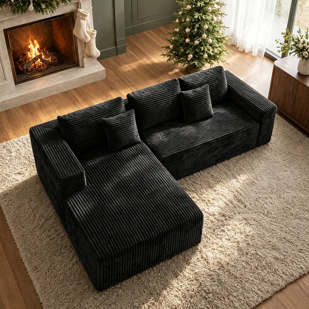 DIGWAC Modern Modular L-Shaped Recliner Sectional Sofa, Upgraded Independent Pocket Spring Base, Soft Corduroy Fabric & Layered Memory Foam Padding, Deep Seat Living Room Couch, No Assembly Needed, Ships in 2 Packages, Ready to Use Right Out of the Box