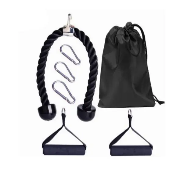 7-Piece Fitness Equipment Set, Portable Exercise Machine Attachments Including Lat Pulldown Bar, V Handle, Straight Bar, Tricep Rope for Home Gym Workout Equipment