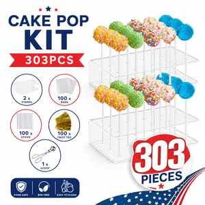 Complete Cake Pop Making Kit – Includes Silicone Mold, Display Stand, Lollipop Sticks, Treat Bags & Twist Ties – All-in-One Baking Set for Birthday Parties, DIY Desserts & Gifts