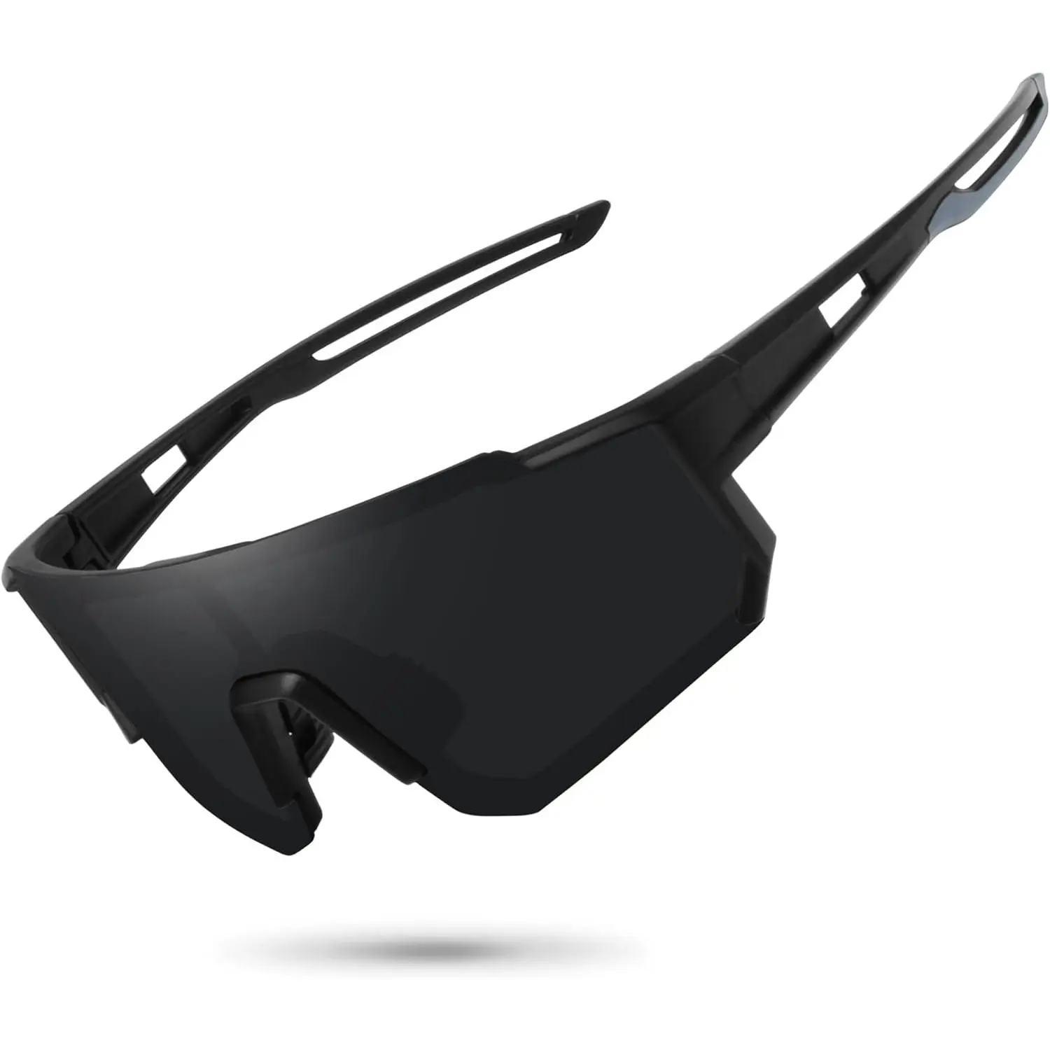 Oversized Wrap-Around Sunglasses for Men - Protective Gear with Colorful Mirrored Lenses, UV Protection, Anti-Light Contemporary Large-Shaped Black Men's Sunglasses for Cycling