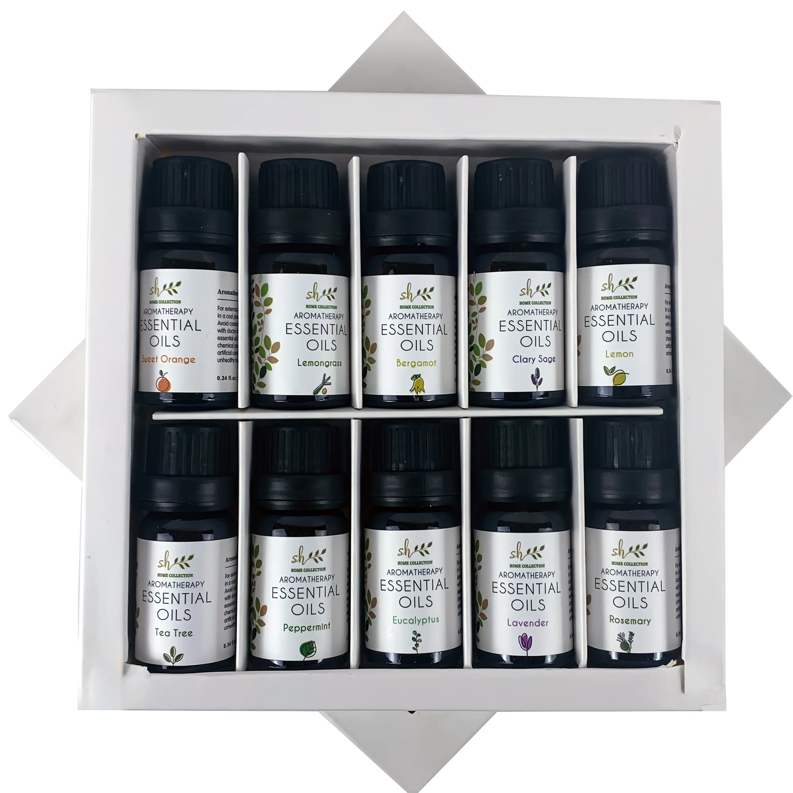 10 pcs 10 ml/0.34 oz Aromatherapy Essential Oils Set With Lavender, Lemon, Peppermint, Sweet orange sage Rosemary Oils For Relaxation Massage Spa And Soothing, Essential Oils, Diffuser, Diffuser Essential Oil,  Essential Oil, Humidifier, Oil Diffuser