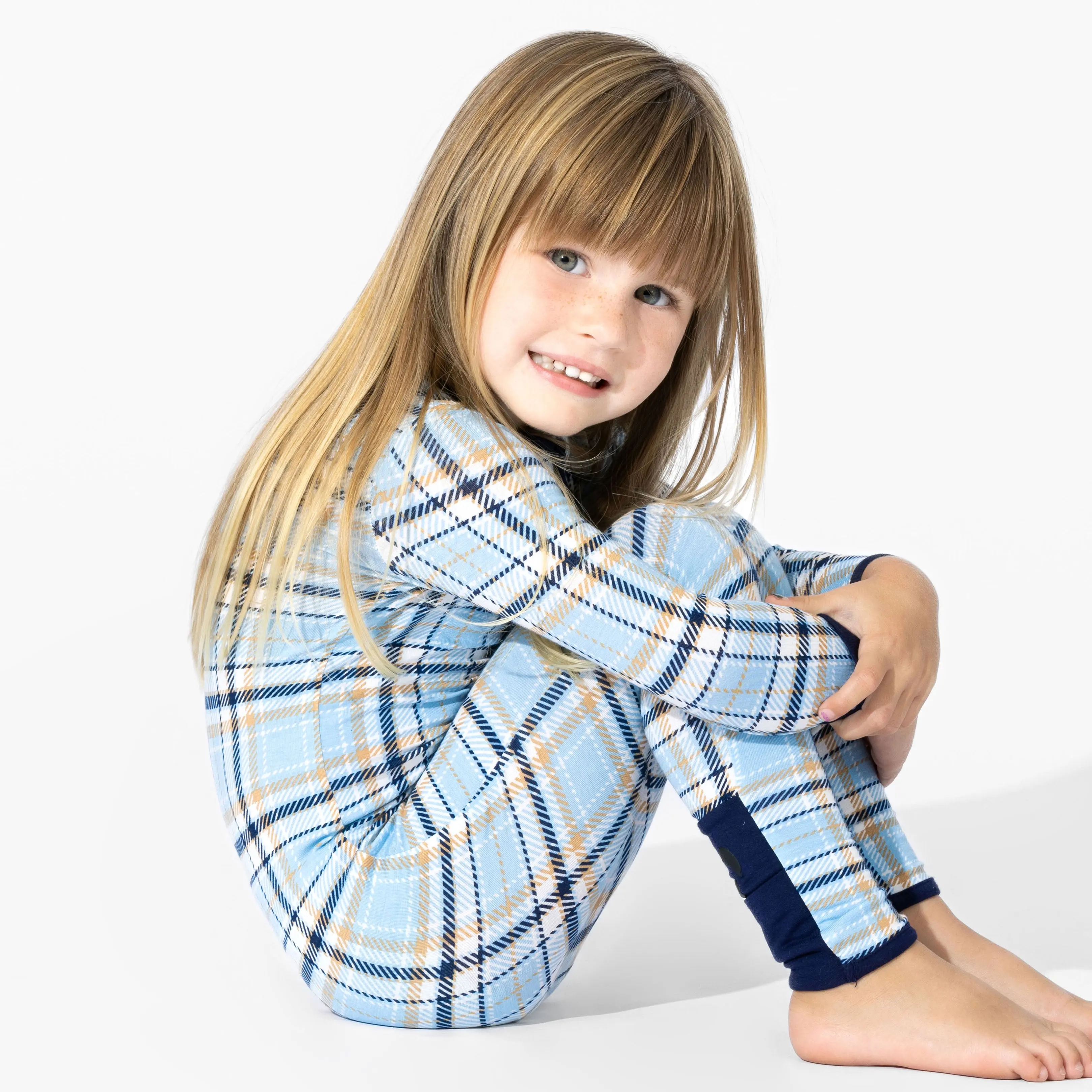 Holiday Plaid Blue Bamboo Convertible Footie Baby Girl Clothes Baby Clothing