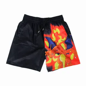 Charizard Unisex Sports Double-Layered Inner Shorts Full Print Drawstring Design Men Women Mesh Basketball Shorts 4 Pockets 5.5 Inseam