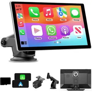Latest Carplay Screen for Car, 9" Portable Car Stereo with 4K Dash Cam and AHD1080P Backup Camera Compatible with Wireless CarPlay/Android Auto/Miracast/Bluetooth/Navi/Siri, Fits All Vehicles