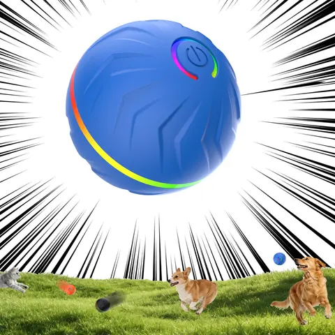 Interactive Striped Plastic Dog Ball Toy - Touch-Activated, Motion-Activated, Automatic Vibrating, USB Rechargeable, Tough Anti-Boredom for Small/Medium Dogs' Daily Play