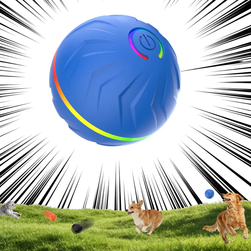 Interactive Striped Plastic Dog Ball Toy - Touch-Activated, Motion-Activated, Automatic Vibrating, USB Rechargeable, Tough Anti-Boredom for Small/Medium Dogs' Daily Play