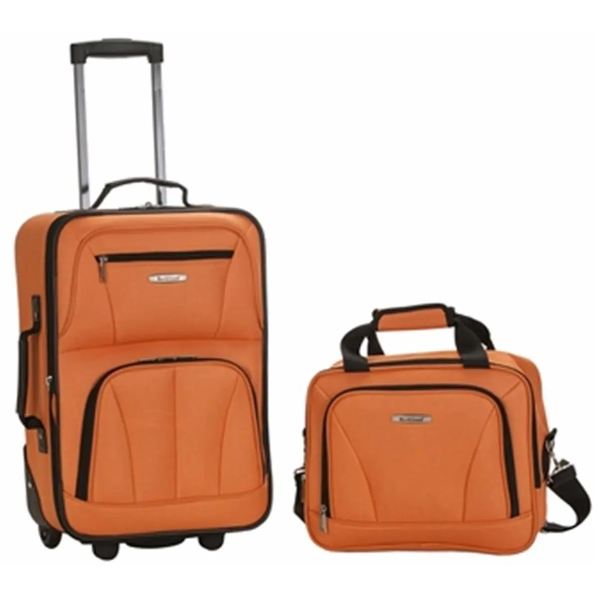 212 MAIN 2-PC Expandable Luggage Set - Orange, Heavy-Duty EVA Construction, PVC-Backed, EZ-Roll Wheels, Zipper Closure, Expandable Set