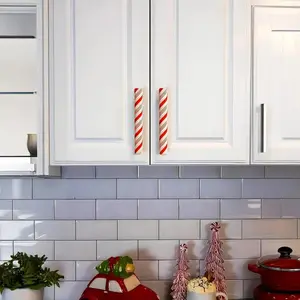 Christmas Cabinet Handle Covers - Peppermint Stick Handle Covers, Decorations for Holiday-Winter-Christmas, Christmas Ornaments, Kitchen-Bathroom-Dressers-Home (14, 19cm / 5.5, 7.5 inch)
