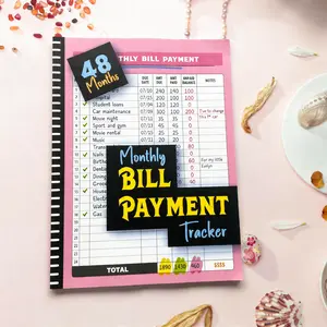 48-Month Bill Organizer & Budget Planner Notebook - Monthly Financial Tracker with Expense Sheets, Payment Log, and Savings Overview - Durable Paper English Version for Students, Professionals, and Home Makers, Bill Tracker Notebook
