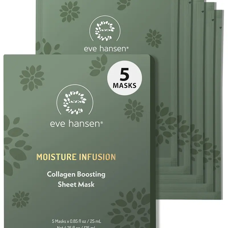 Eve Hansen Collagen Sheet Face Mask Set – Hydrating, Moisturizing & Nourishing Peel-Off Serum Masks with Hyaluronic Acid for Radiant, Dewy Skin – Moisture, Cleansing, Hydrate & Moisturizer Boost Skin Repair