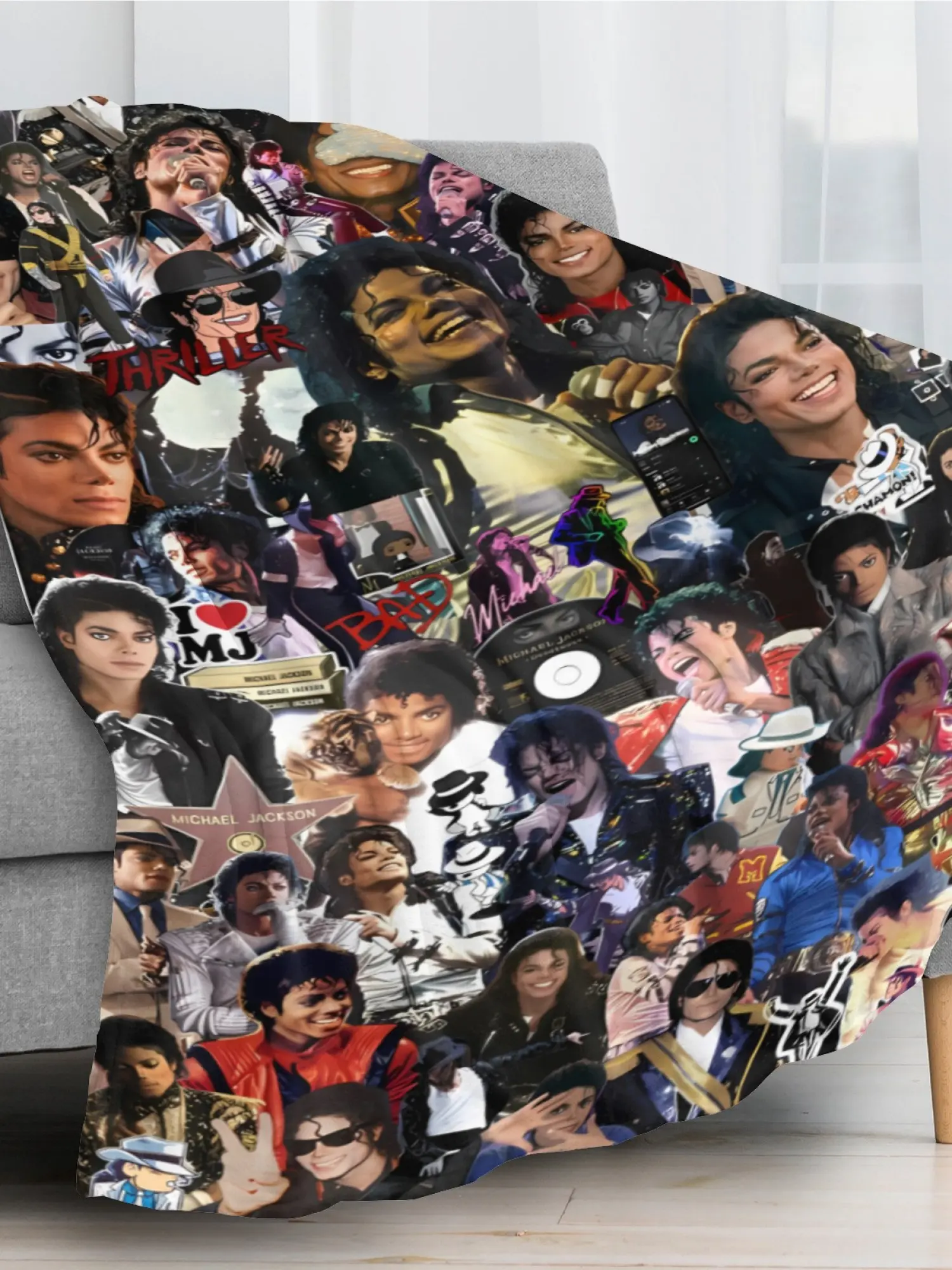 Michael Jackson Printed Flannel Throw Blanket - Premium Super Soft Fade-Resistant Lightweight Bedding, Multi-Use for Sofa, Travel, Ideal Christmas Thanksgiving Gift for Music Fans, Machine Washable