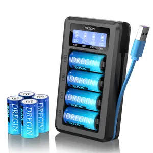 CR123A Lithium Batteries 8 Pack, 3.7V 800mAh 123A Lithium Batteries with Charger for Arlo Camera VMC3030 VMK3200 VMS3330 3430 3530 Flashlights Microphone