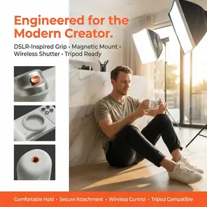 “Magnetic Phone Camera Grip with Wireless Shutter – Ergonomic DSLR-Style Handle for iPhone & Android, Perfect for Vlogging & Selfies”