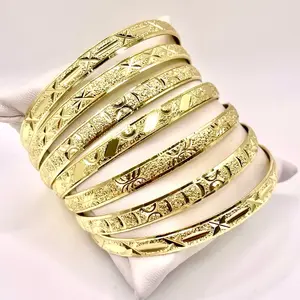 Semanario Ladies Bangles Bracelet Yellow Gold Filled 7 Bangle Oro laminado pulseras