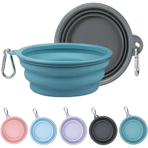 Collapsible Dog Bowls for Travel, 2Pack Portable Dog Water Bowl, Foldable Pet Food Bowl with Clasp, Pet Cat Feeding Cup Dish for Traveling Walking Hiking