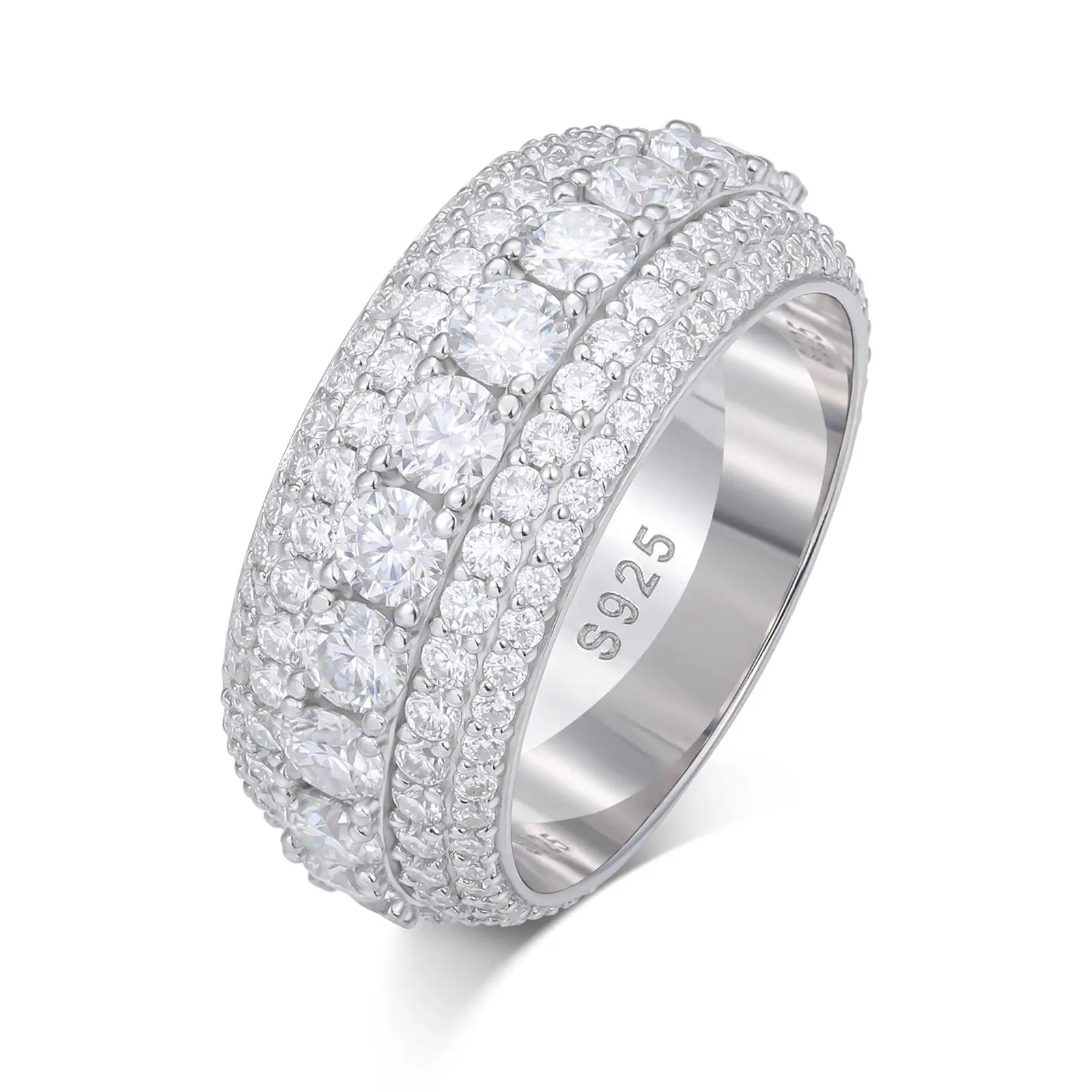 UCCIYO Iced Out Lab-Created Moissanite Rings For Men Hip Hop Pave Setting S925 Sterling Silver Rings Hip Hop Jewelry FallFreshness day gift trendy female perfect synthetic