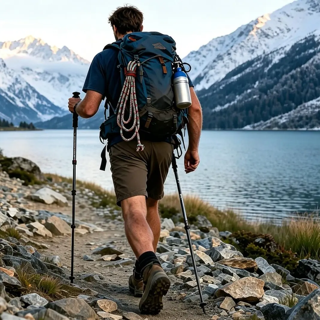 Foldable Walking Stick with Comfortable Grip, Durable & Retractable Multi-Function Survival Gear for Light Trekking, Hiking Gear, Camping Equipment, Casual Hiking, Compact Form, Plastic, Easy To Use, Lightweight, Outdoor Walks, Stainless Steel, Wear-Resis