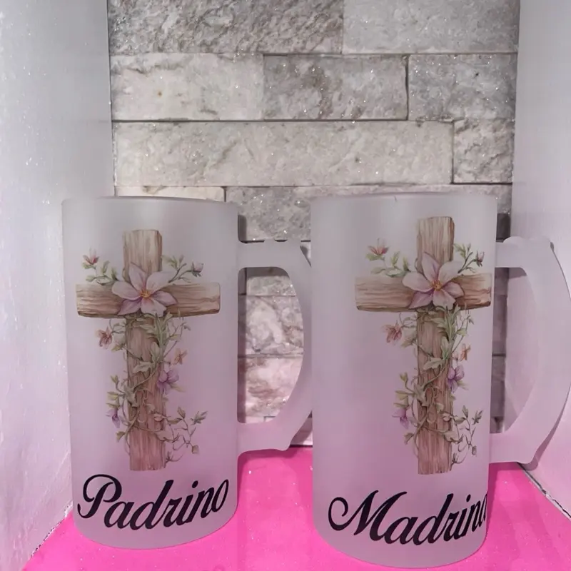 MADRINA PADRINO 16oz Beautiful Frosted  Mug Washable Reusable Drinkware